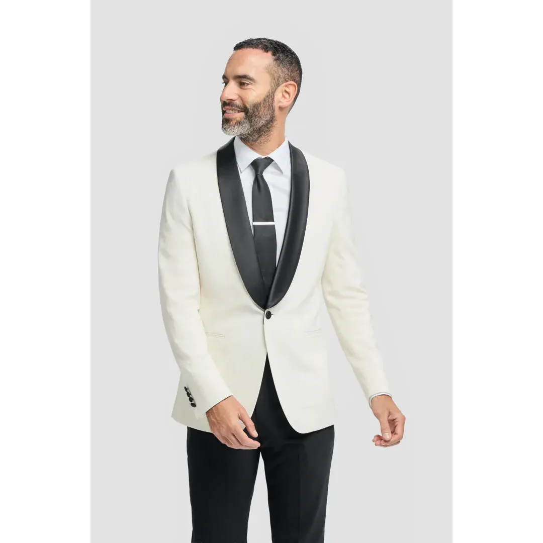 Aspen - Men's Cream Shawl Collar Tuxedo Blazer sold by Tru Clothing