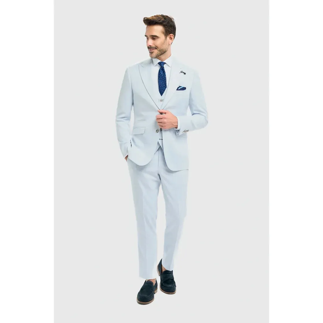Tropez - Men's 3 Piece Sky Blue Tailored Fit Suit sold by Tru Clothing product image thumbnail 2