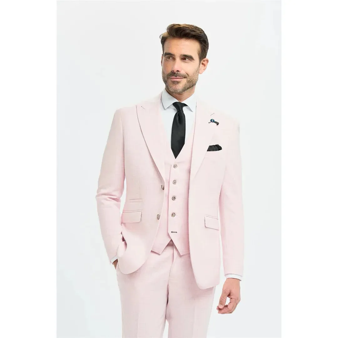 Tropez - Men's 3 Piece Pink Tailored Fit Suit sold by Tru Clothing