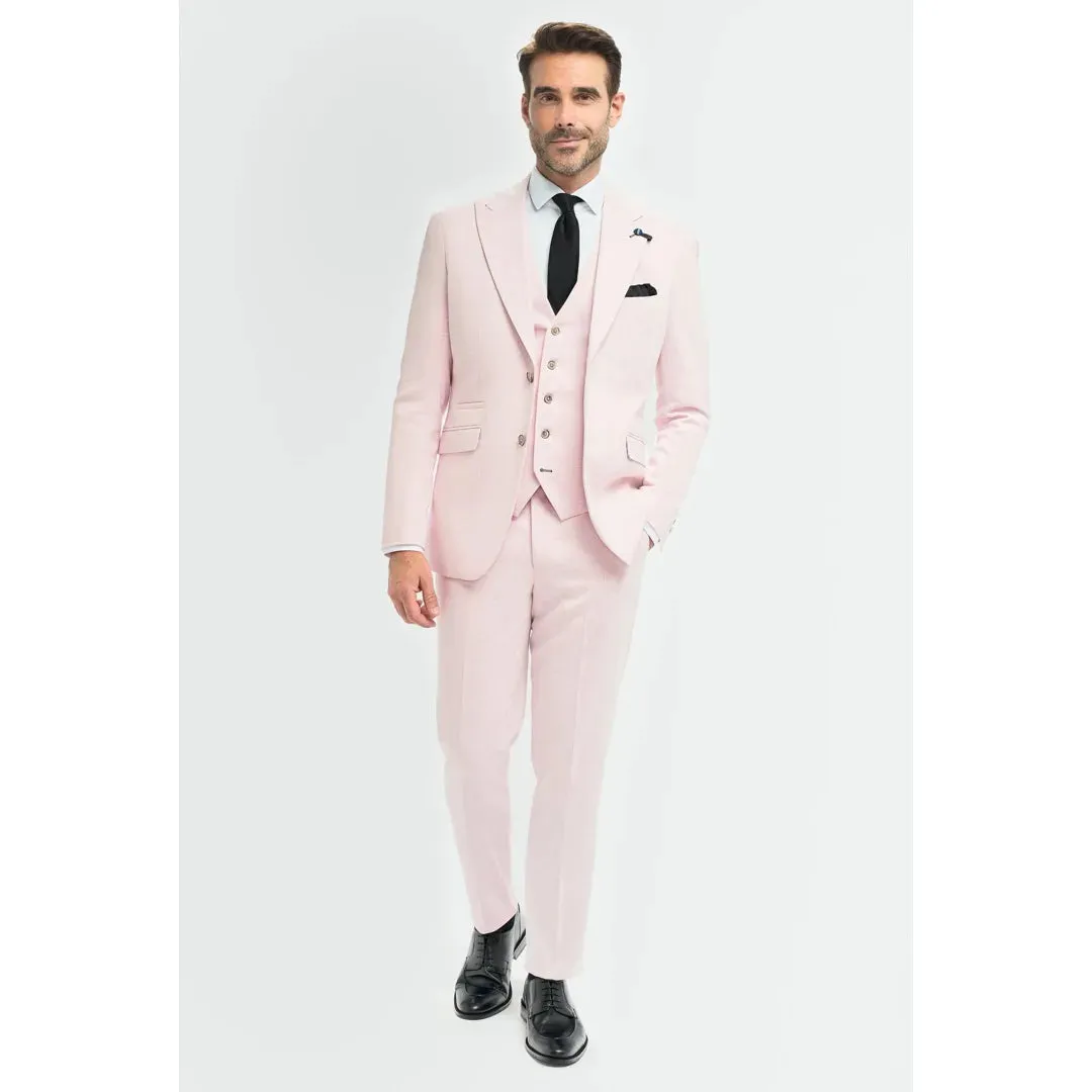 Tropez - Men's 3 Piece Pink Tailored Fit Suit sold by Tru Clothing product image thumbnail 2