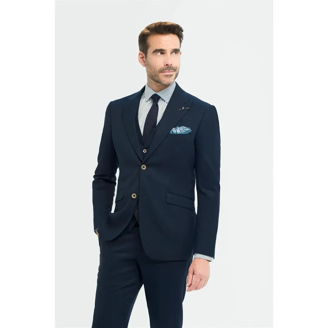 Tropez - Men's 3 Piece Navy Tailored Fit Suit sold by Tru Clothing