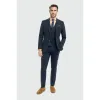 Torino - Men's 3 Piece Tailored Fit Navy Check Suit sold by Tru Clothing