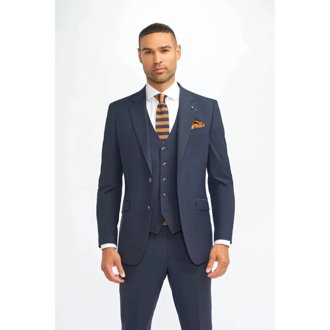 Malibu - Men's Navy 3 Piece Tailored Fit Suit sold by Tru Clothing