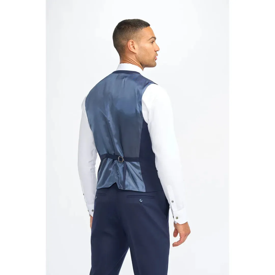 James - Men's Navy Blue 3 Piece Wool Tailored Fit Suit sold by Tru Clothing product image thumbnail 4