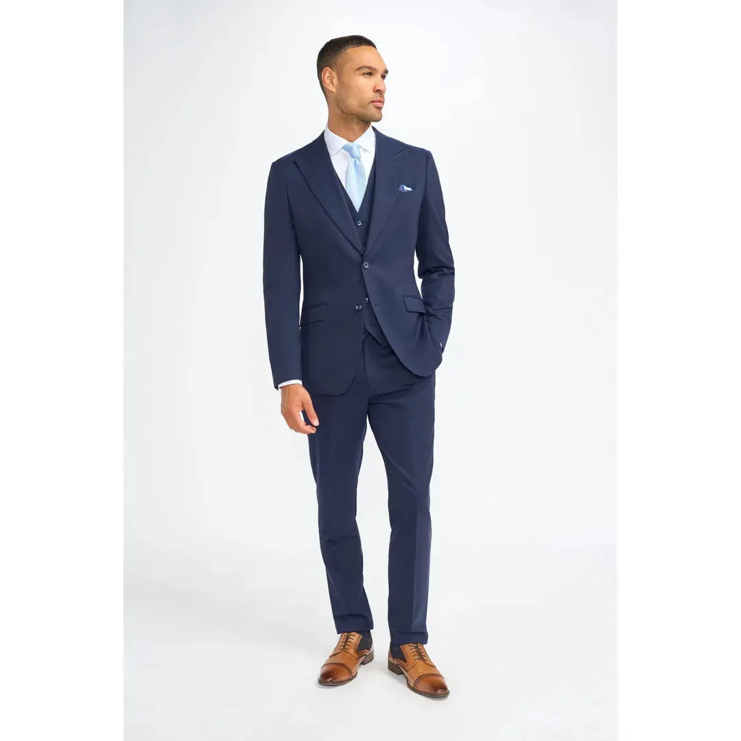 James - Men's Navy Blue 3 Piece Wool Tailored Fit Suit sold by Tru Clothing product image thumbnail 2