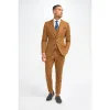 James - Men's Camel Brown 3 Piece Wool Tailored Fit Suit sold by Tru Clothing