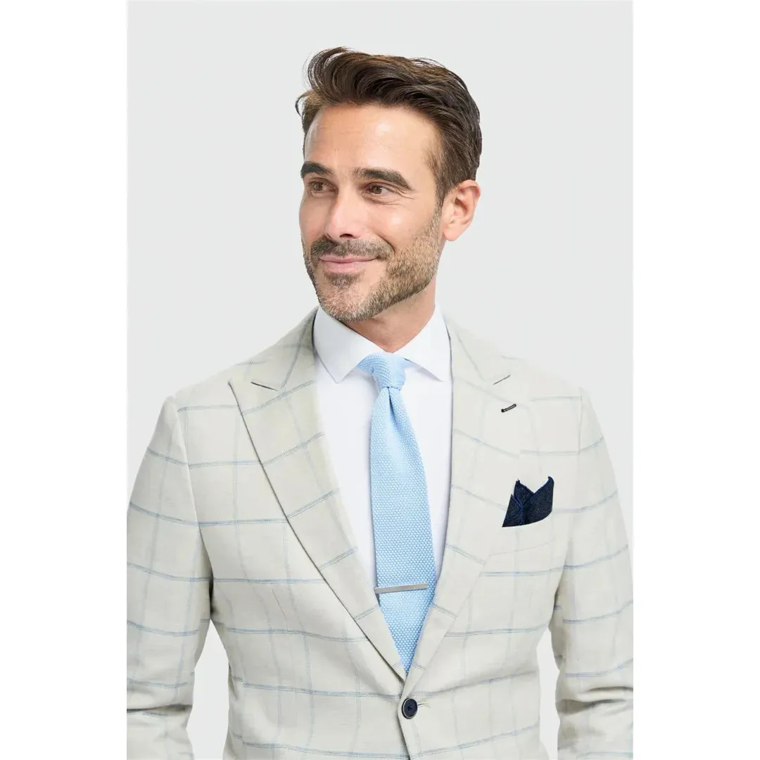 Gabriel - Men's Grey 2 Piece Linen Checked Suit sold by Tru Clothing product image thumbnail 3