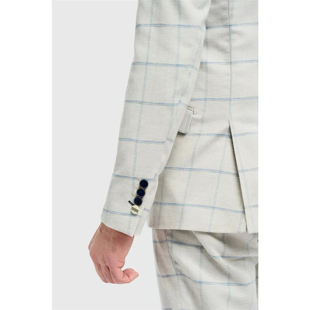 Gabriel - Men's Grey 2 Piece Linen Checked Suit sold by Tru Clothing product image thumbnail 4