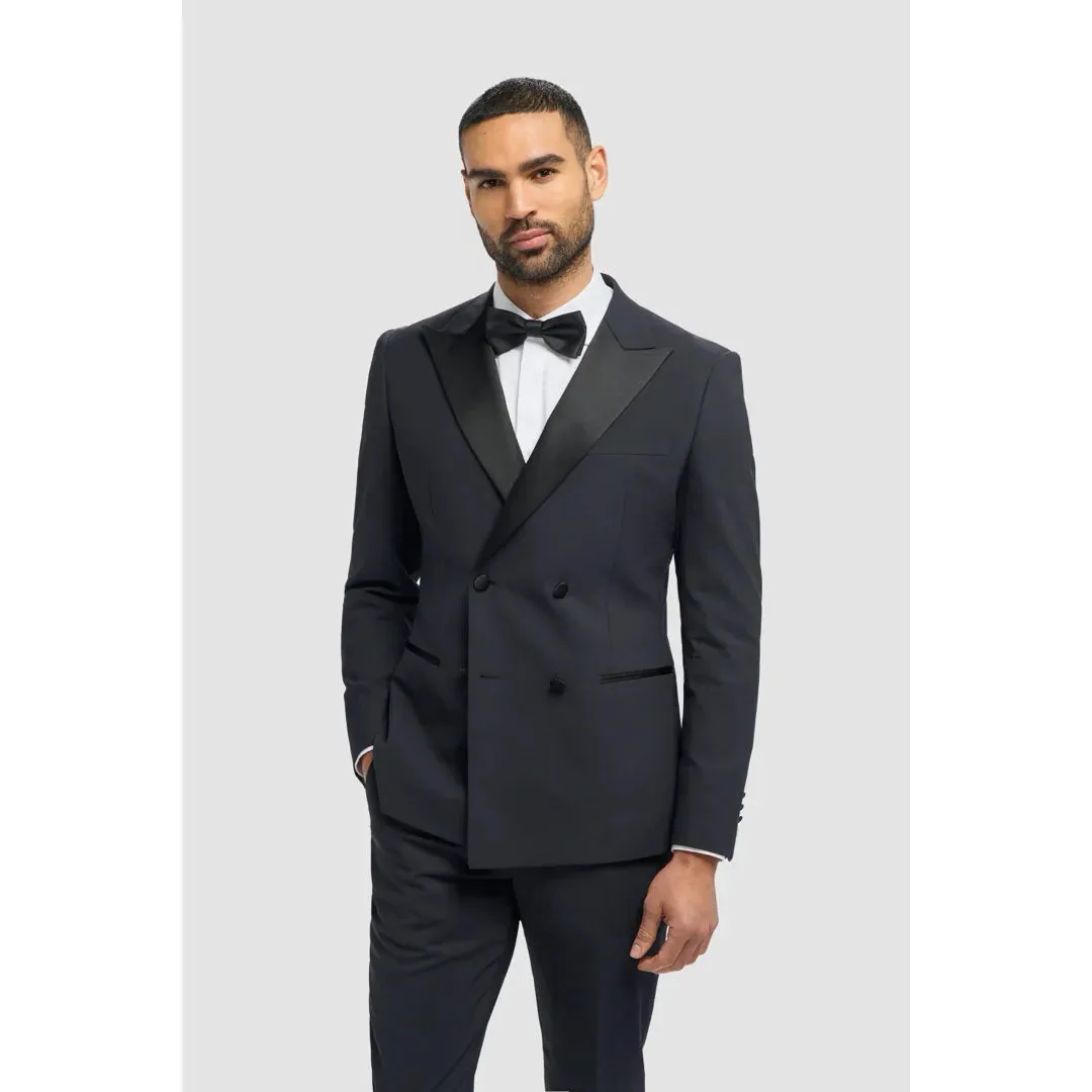 Aspen - Men's Navy 2 Piece Double Breasted Tuxedo Suit sold by Tru Clothing