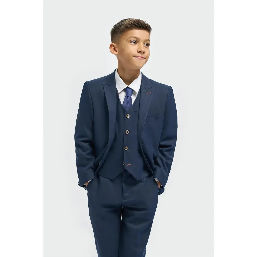 Tropez - Boys 3 Piece Navy Tailored Fit Suit sold by Tru Clothing