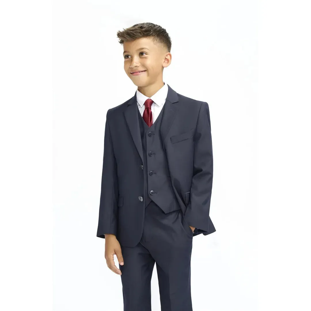 Malibu - Boys Navy 3 Piece Tailored Fit Suit sold by Tru Clothing