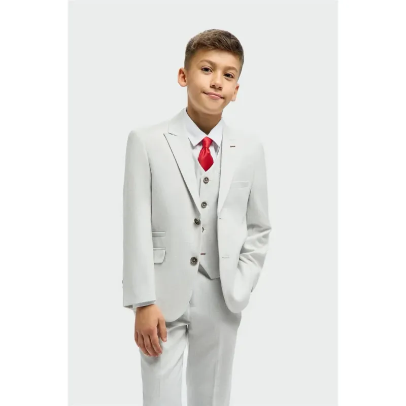 Tropez - Boys 3 Piece Grey Tailored Fit Suit sold by Tru Clothing