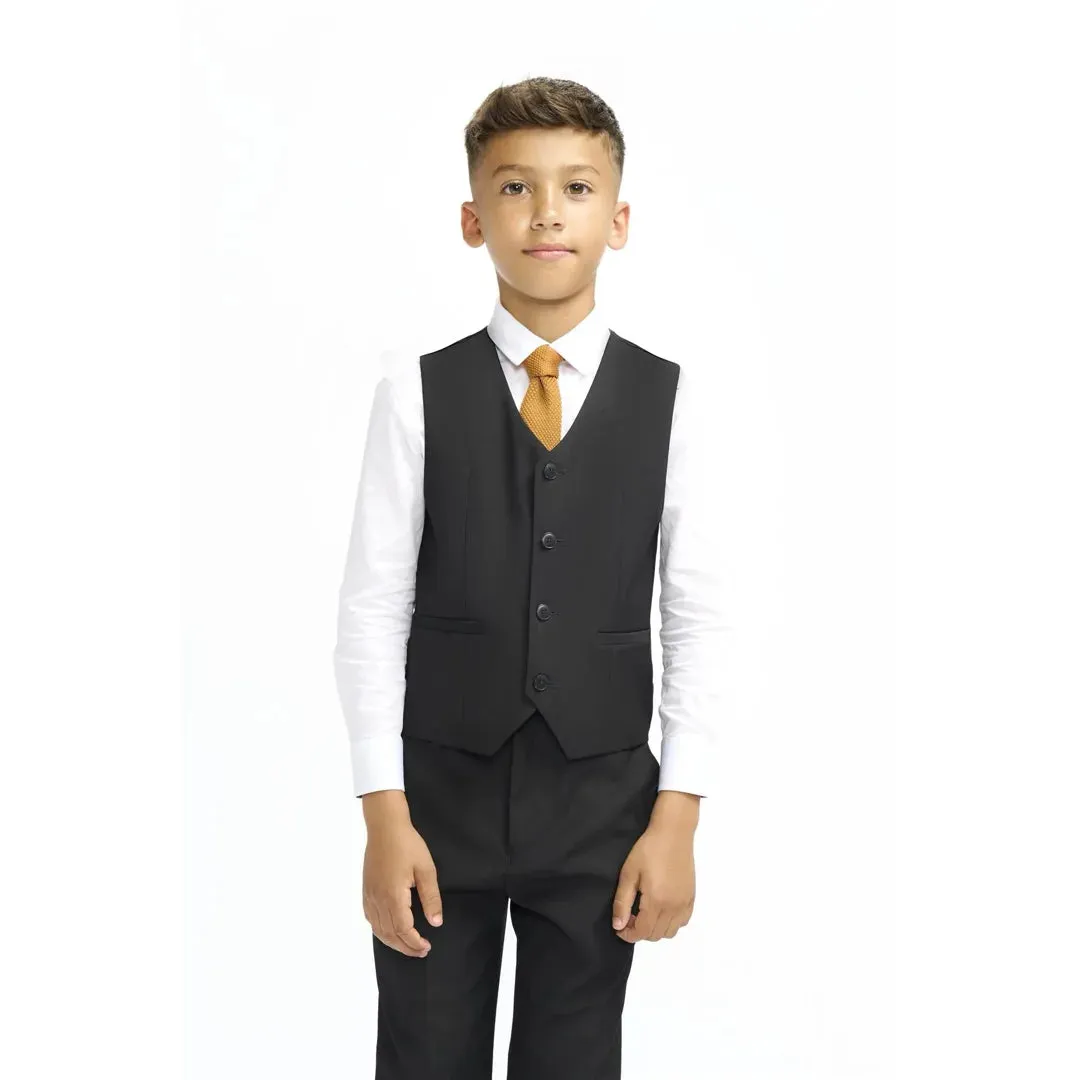 Malibu - Boys Black 3 Piece Tailored Fit Suit sold by Tru Clothing product image thumbnail 3