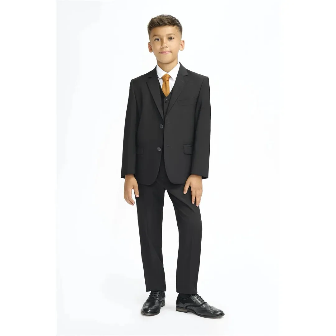 Malibu - Boys Black 3 Piece Tailored Fit Suit sold by Tru Clothing product image thumbnail 2