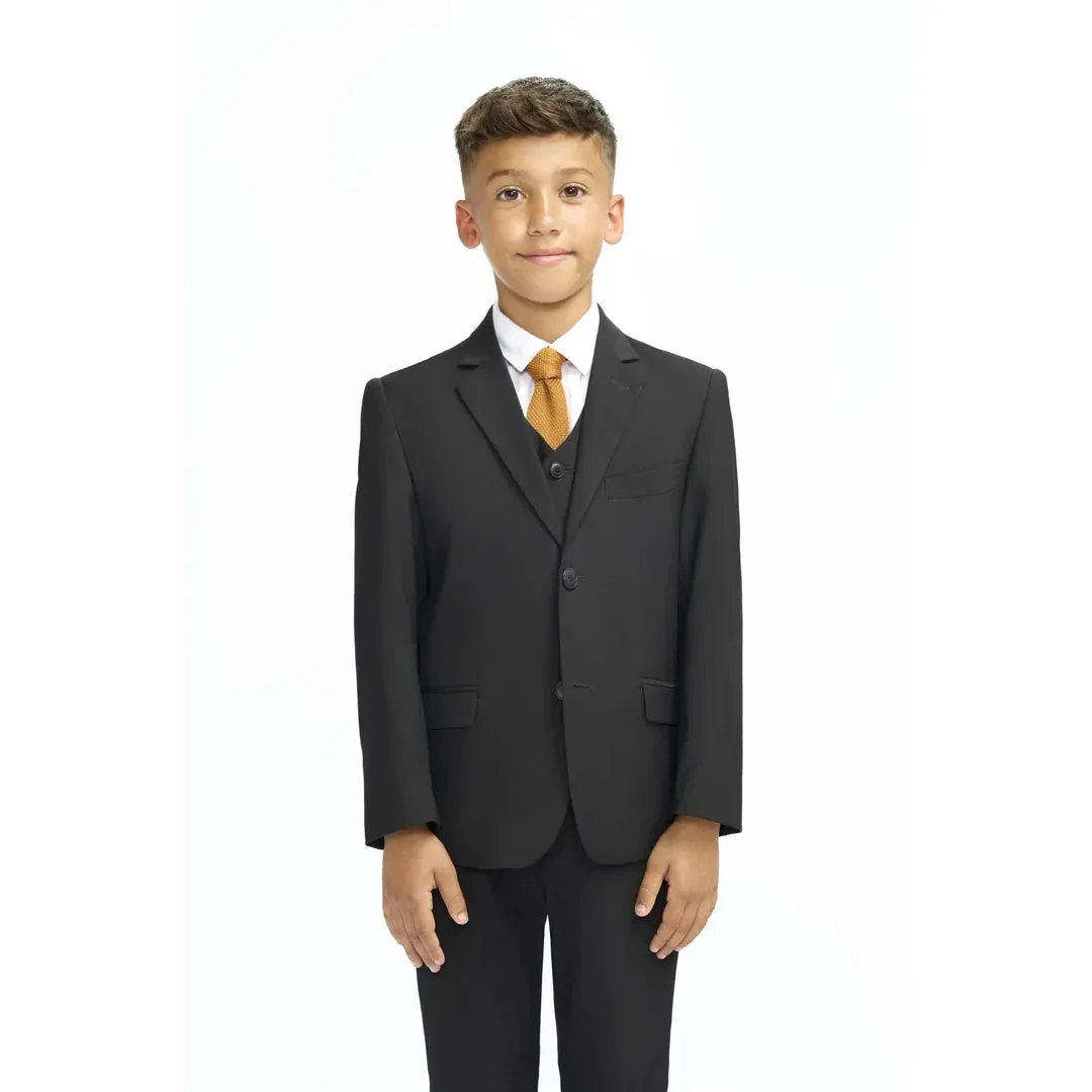 Malibu - Boys Black 3 Piece Tailored Fit Suit sold by Tru Clothing