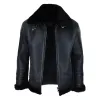 Mens Black Real Sheepskin Flying Jacket Zipped WW2 Pilot Black Winter Warm Coat sold by Tru Clothing