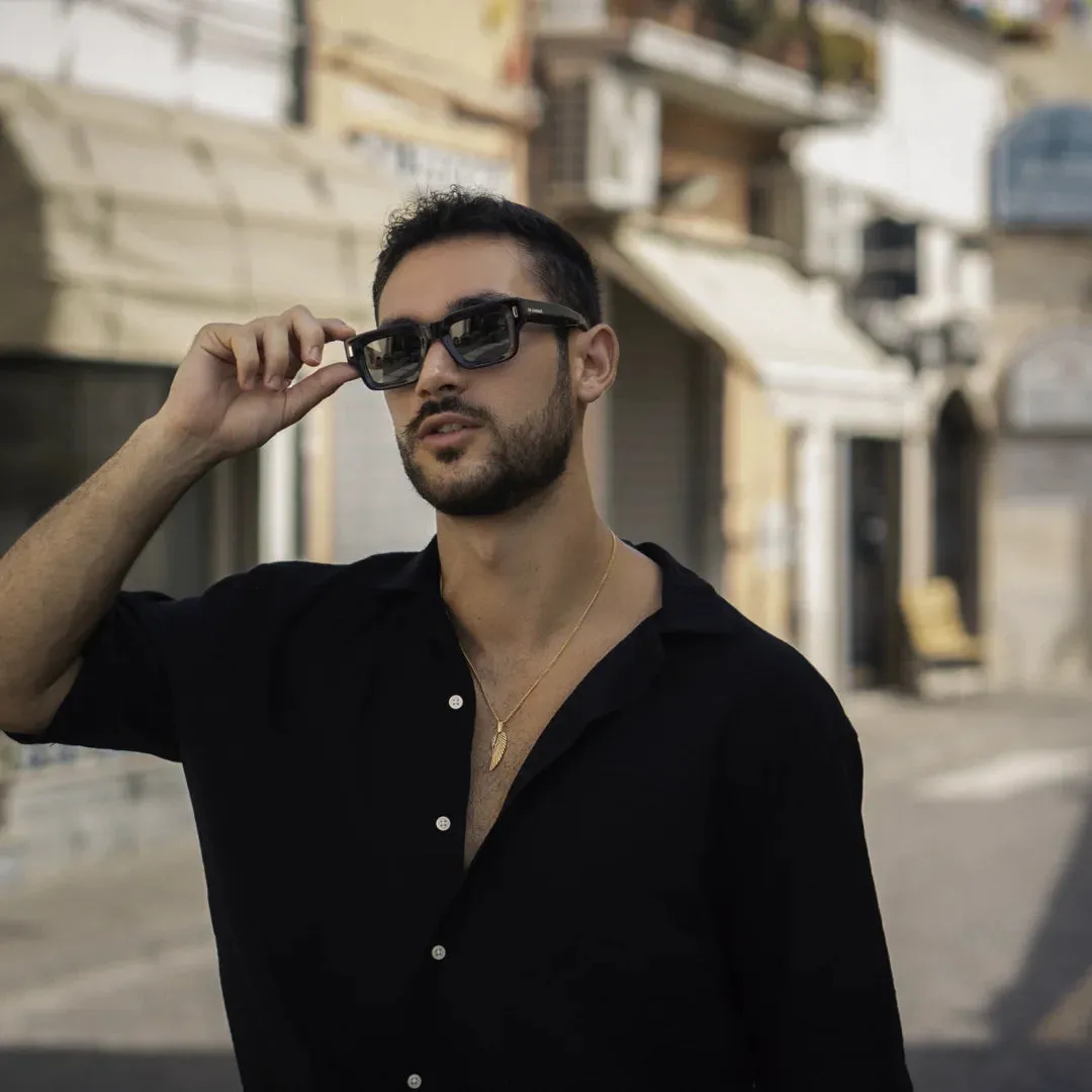 Budapest - Black Rectangle Thick Frame Polarized Sunglasses sold by Tru Clothing product image thumbnail 3