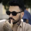 Malta - Bold Geometric Frame Rectangle Polarized Sunglasses sold by Tru Clothing
