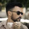 Malta - Bold Geometric Frame Rectangle Polarized Sunglasses sold by Tru Clothing
