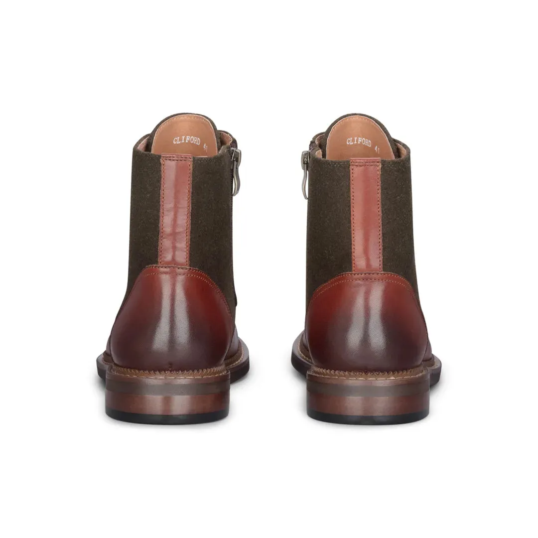 Clifford - Men's Khaki Brown Brogue Leather Ankle Boots sold by Tru Clothing product image thumbnail 3