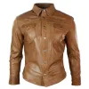 Men's Leather Shirt Jacket Tan Brown Black sold by Tru Clothing