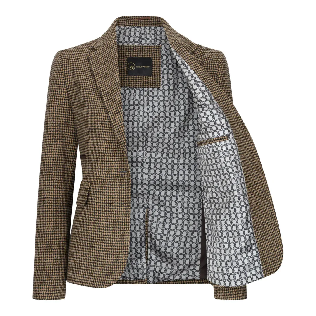 TPW-20 - Women's Wool Blend Brown Dogtooth Tweed Blazer sold by Tru Clothing product image thumbnail 4