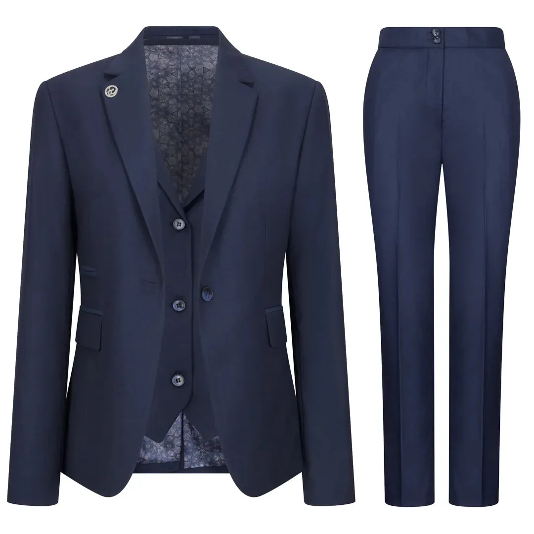 TPW-14 - Women's 3 Piece Plain Navy Blue Suit sold by Tru Clothing