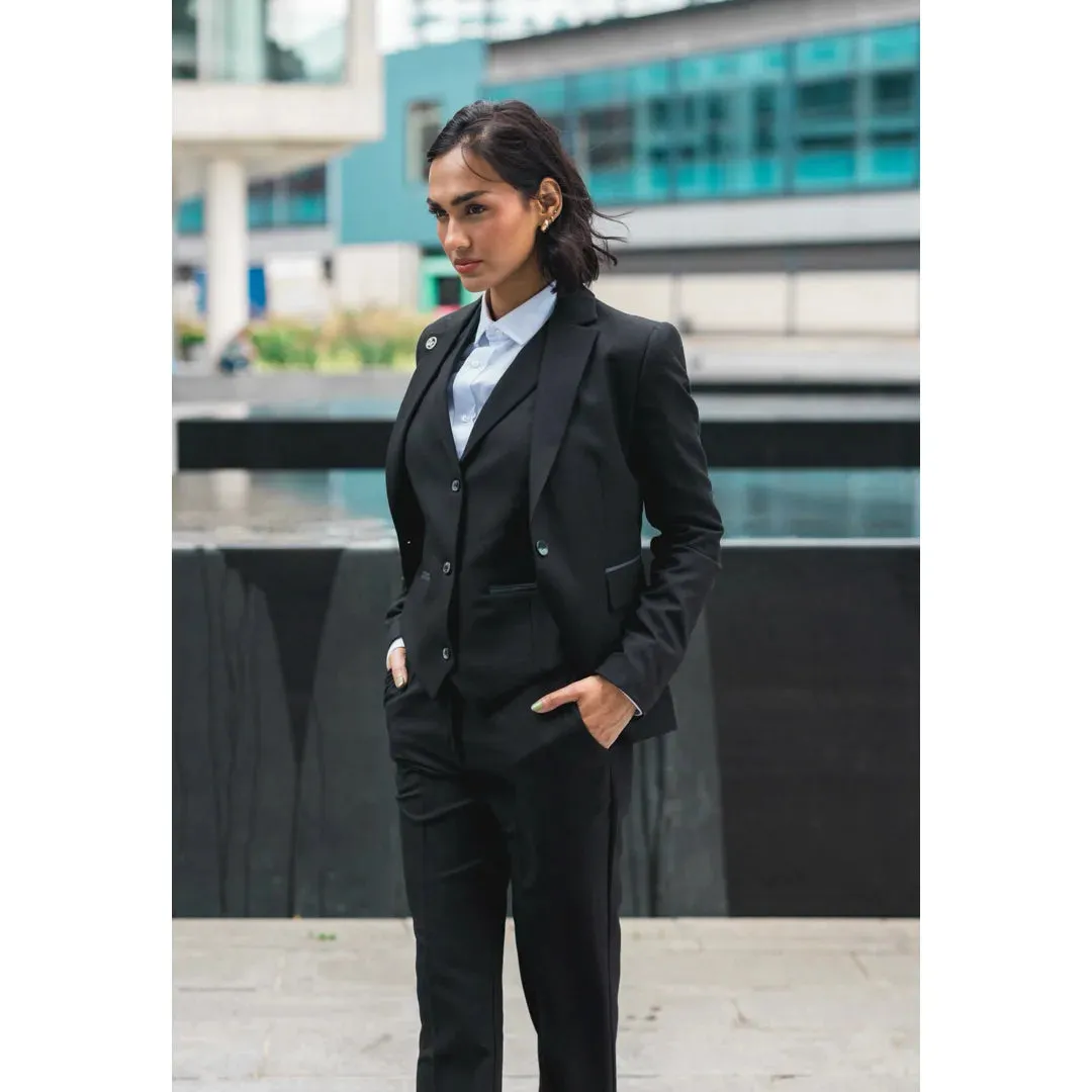 TPW-13 - Women's 3 Piece Plain Black Suit sold by Tru Clothing product image thumbnail 2