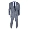 STZ74 - Men's 3 Piece Suit Wool Tweed Light Blue Grey Check sold by Tru Clothing