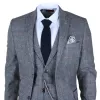 STZ74 - Men's 3 Piece Suit Wool Tweed Light Blue Grey Check sold by Tru Clothing