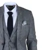 STZ74 - Men's 3 Piece Suit Wool Tweed Light Blue Grey Check sold by Tru Clothing