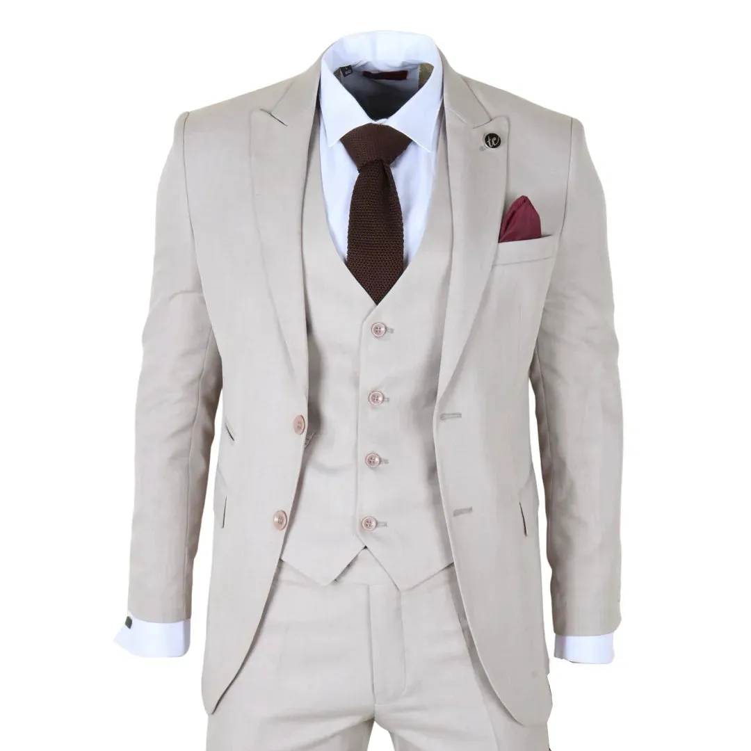 IM1 - Men's Classic Plain Cream 3 Piece Suit sold by Tru Clothing