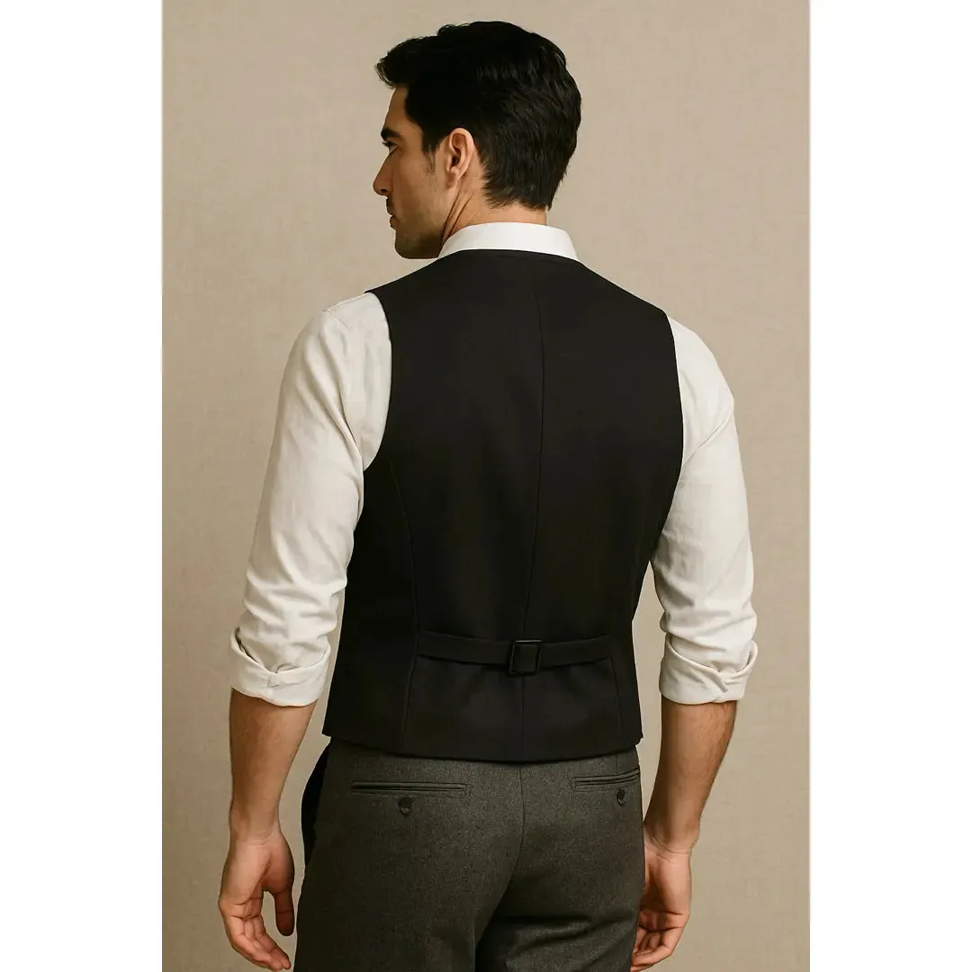 Men's Plain Black Formal Waistcoat sold by Tru Clothing product image thumbnail 3