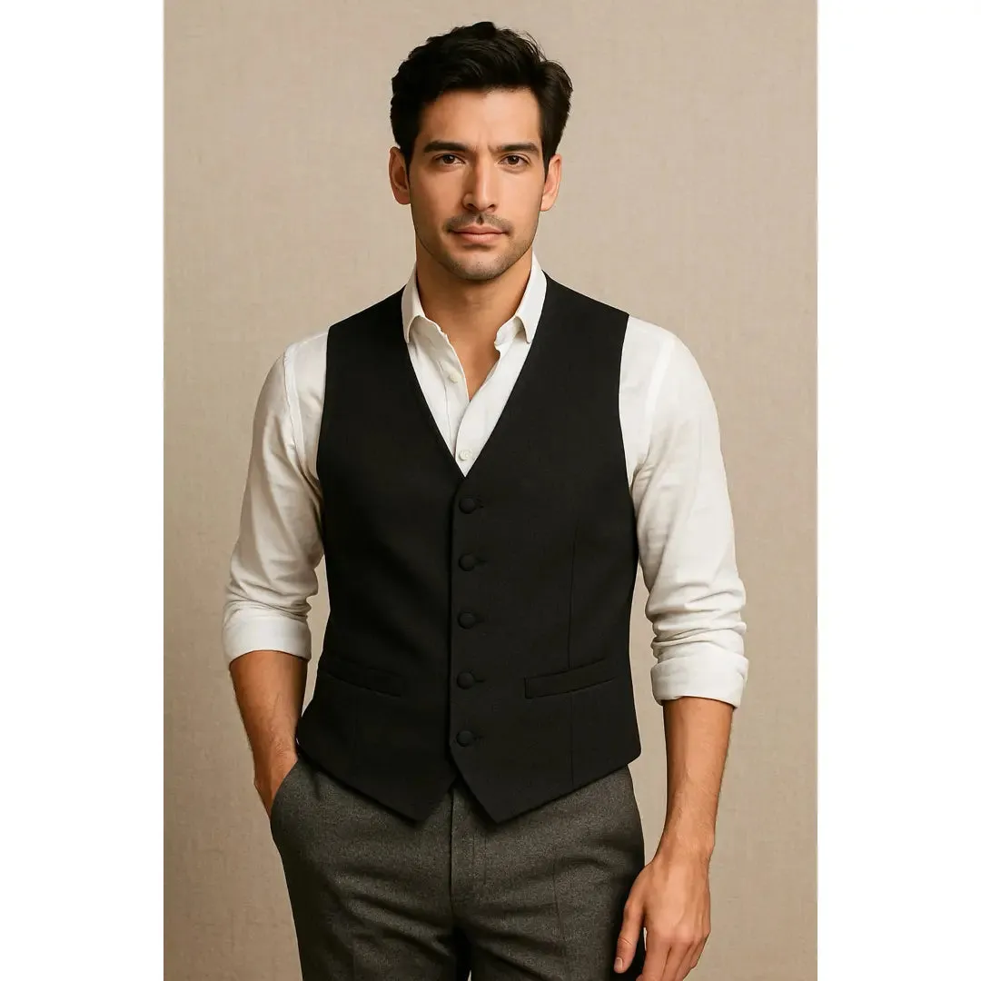 Men's Plain Black Formal Waistcoat sold by Tru Clothing product image thumbnail 2