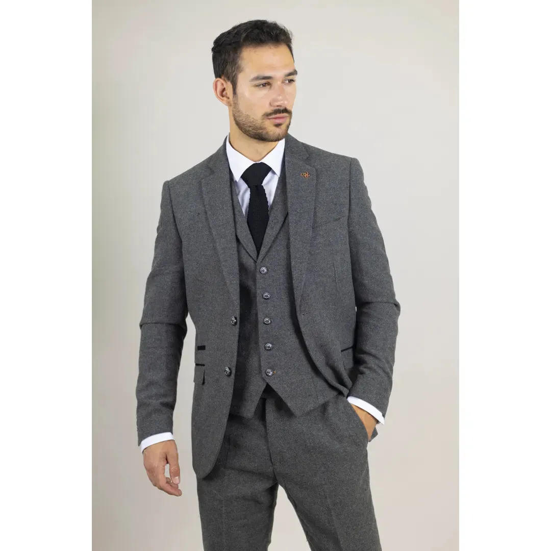 Cosmo - Men's Grey 3 Piece Herringbone Tweed Suit sold by Tru Clothing product image thumbnail 3