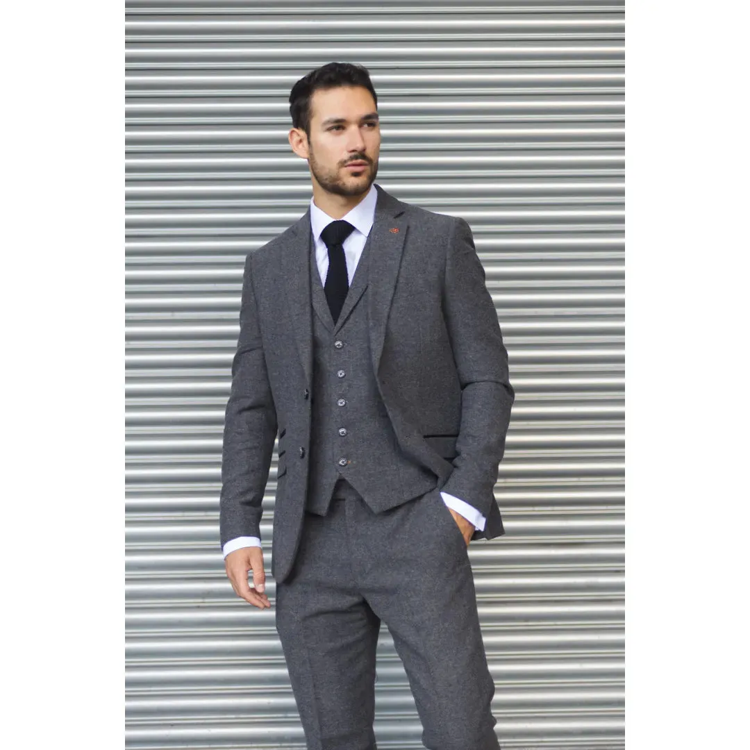Cosmo - Men's Grey 3 Piece Herringbone Tweed Suit sold by Tru Clothing product image thumbnail 2