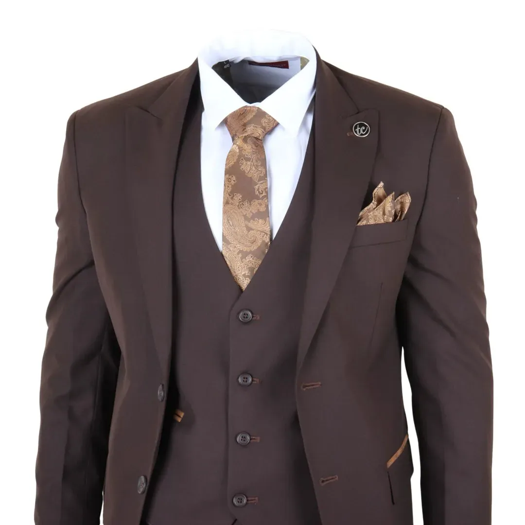 IM32 - Men's Plain Dark Brown 3 Piece Suit sold by Tru Clothing product image thumbnail 4