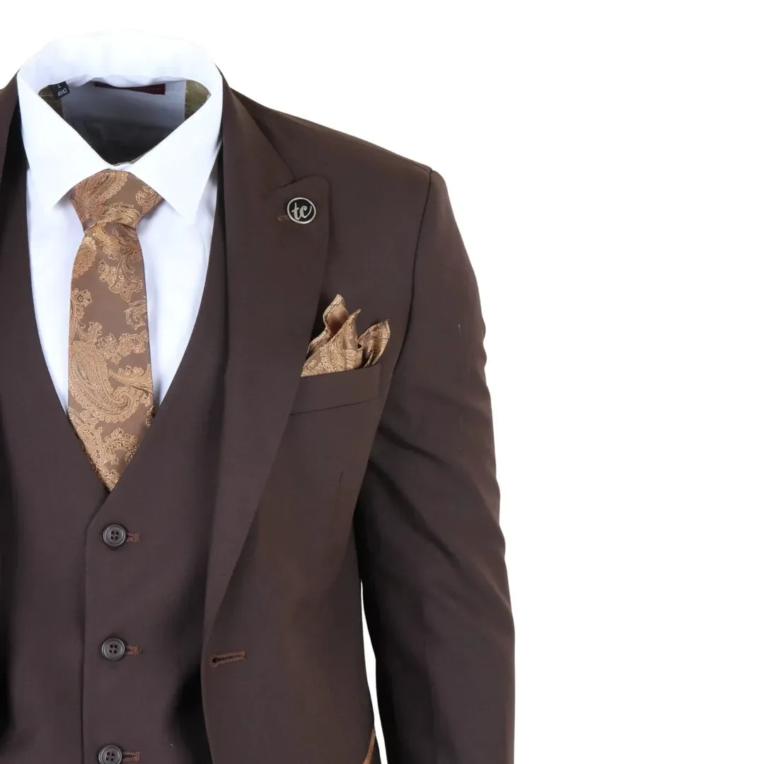 IM32 - Men's Plain Dark Brown 3 Piece Suit sold by Tru Clothing product image thumbnail 5