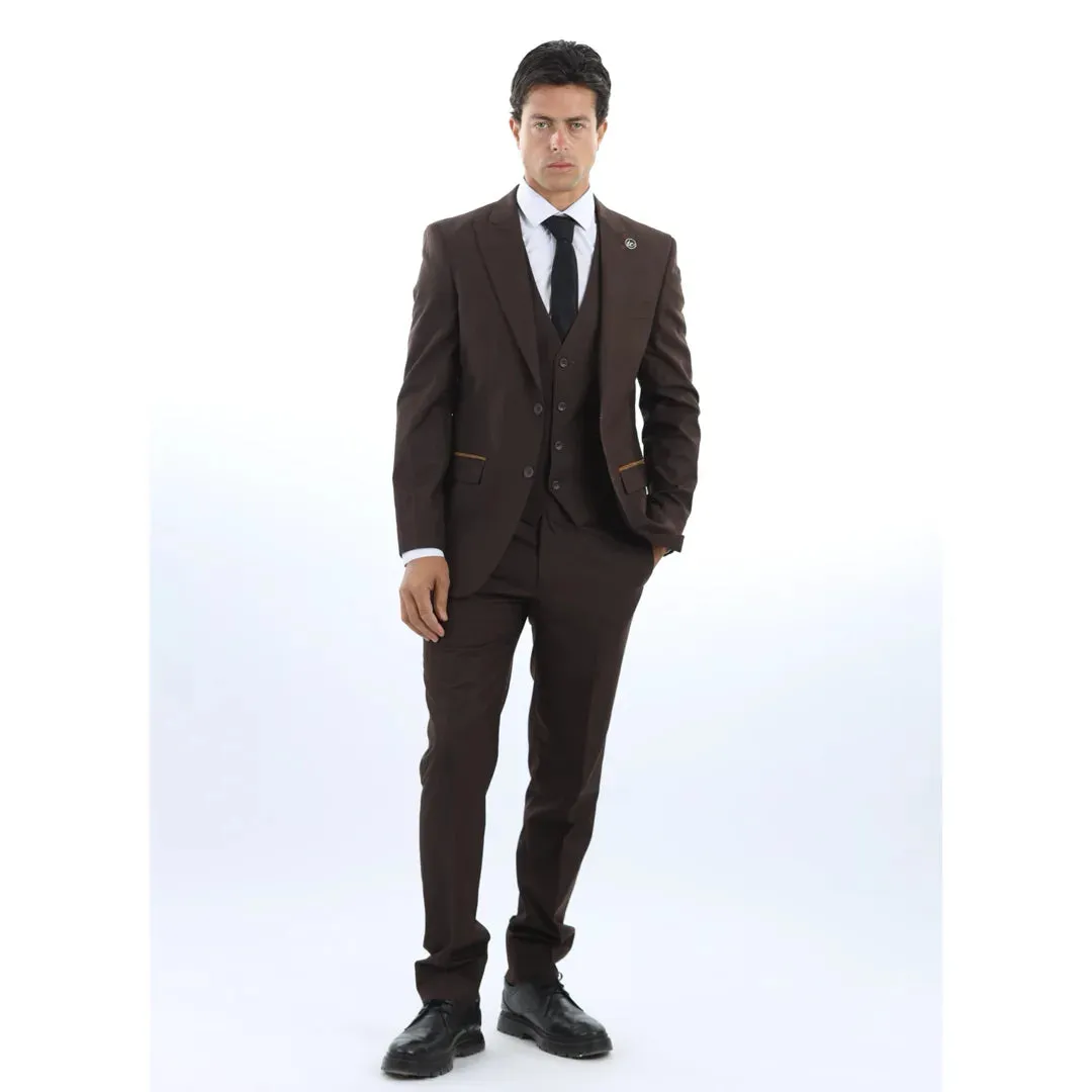 IM32 - Men's Plain Dark Brown 3 Piece Suit sold by Tru Clothing product image thumbnail 2