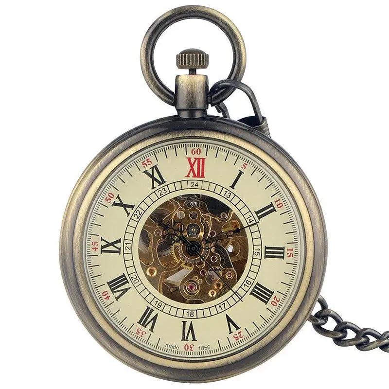Mechanical Skeleton Open Face Antique Pocket Watch sold by Tru Clothing