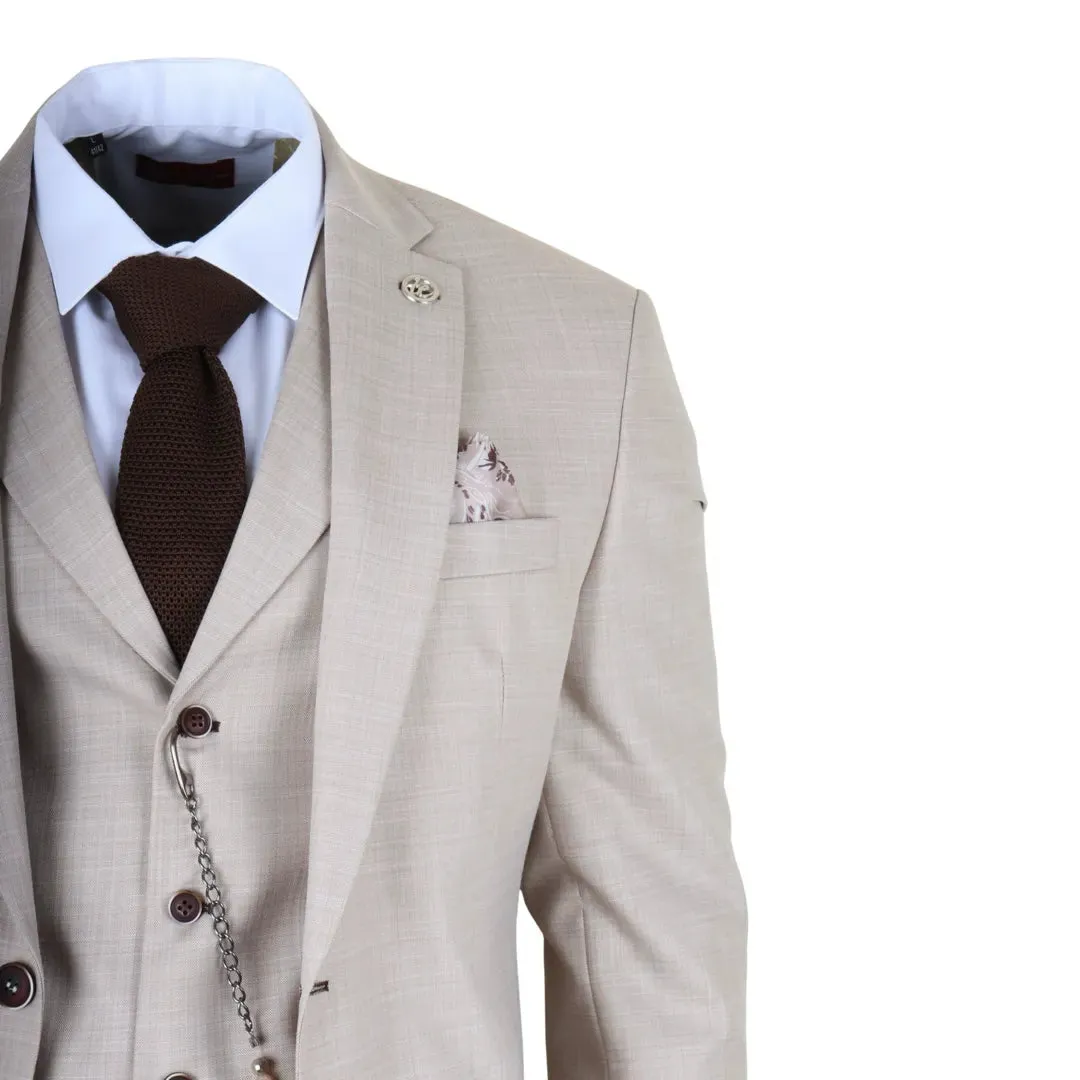 James - Men's 3 Piece Cream Tailored Fit Suit sold by Tru Clothing product image thumbnail 4