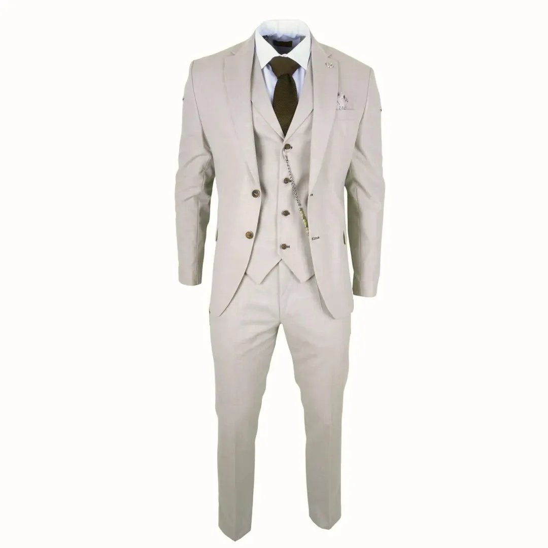 James - Men's 3 Piece Cream Tailored Fit Suit sold by Tru Clothing product image thumbnail 2