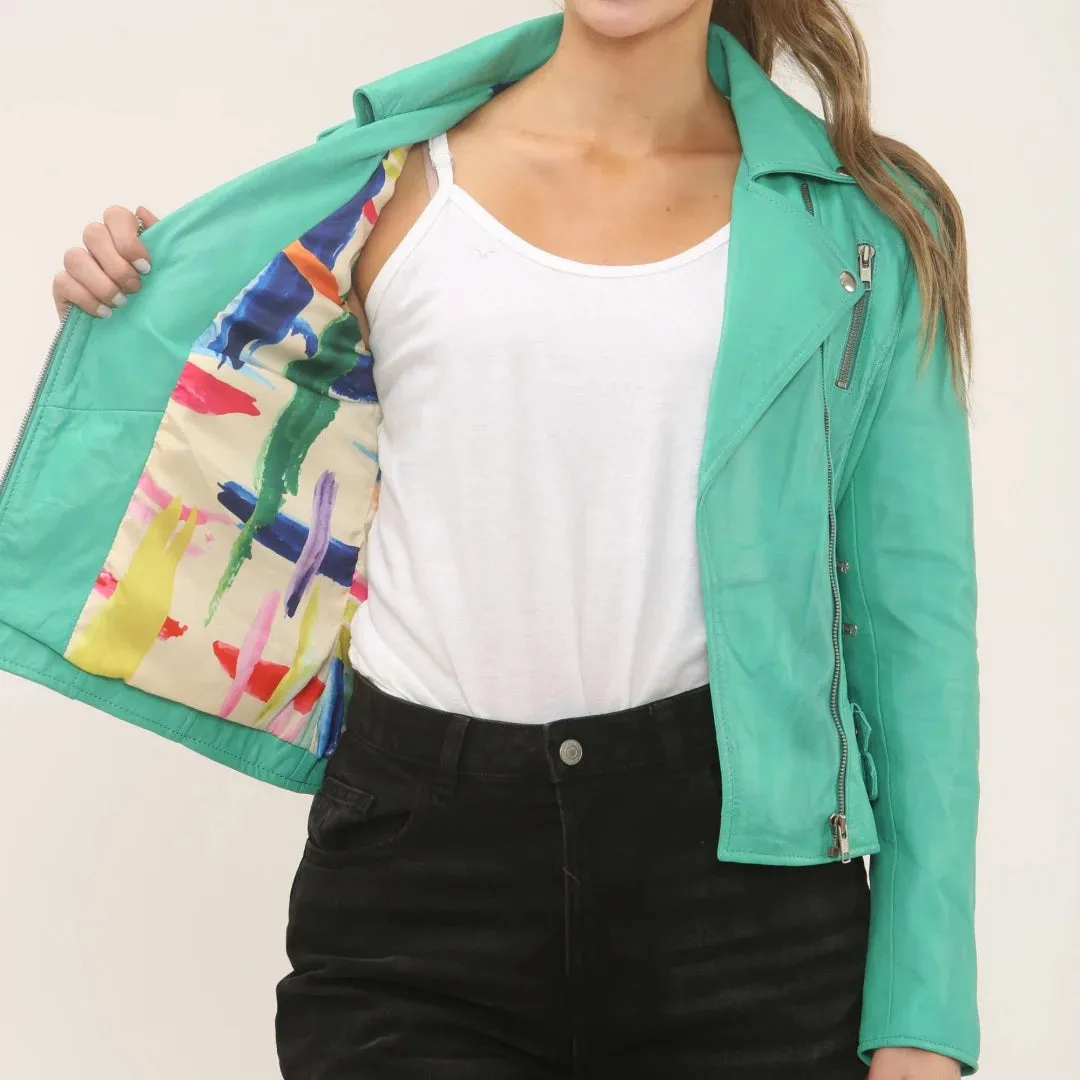 Women's Real Lamb Nappa Leather Vintage Biker Jacket sold by Tru Clothing product image thumbnail 4