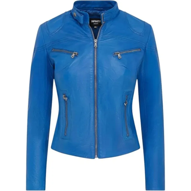 Women's Real Leather Classic Racer Style Biker Jacket sold by Tru Clothing