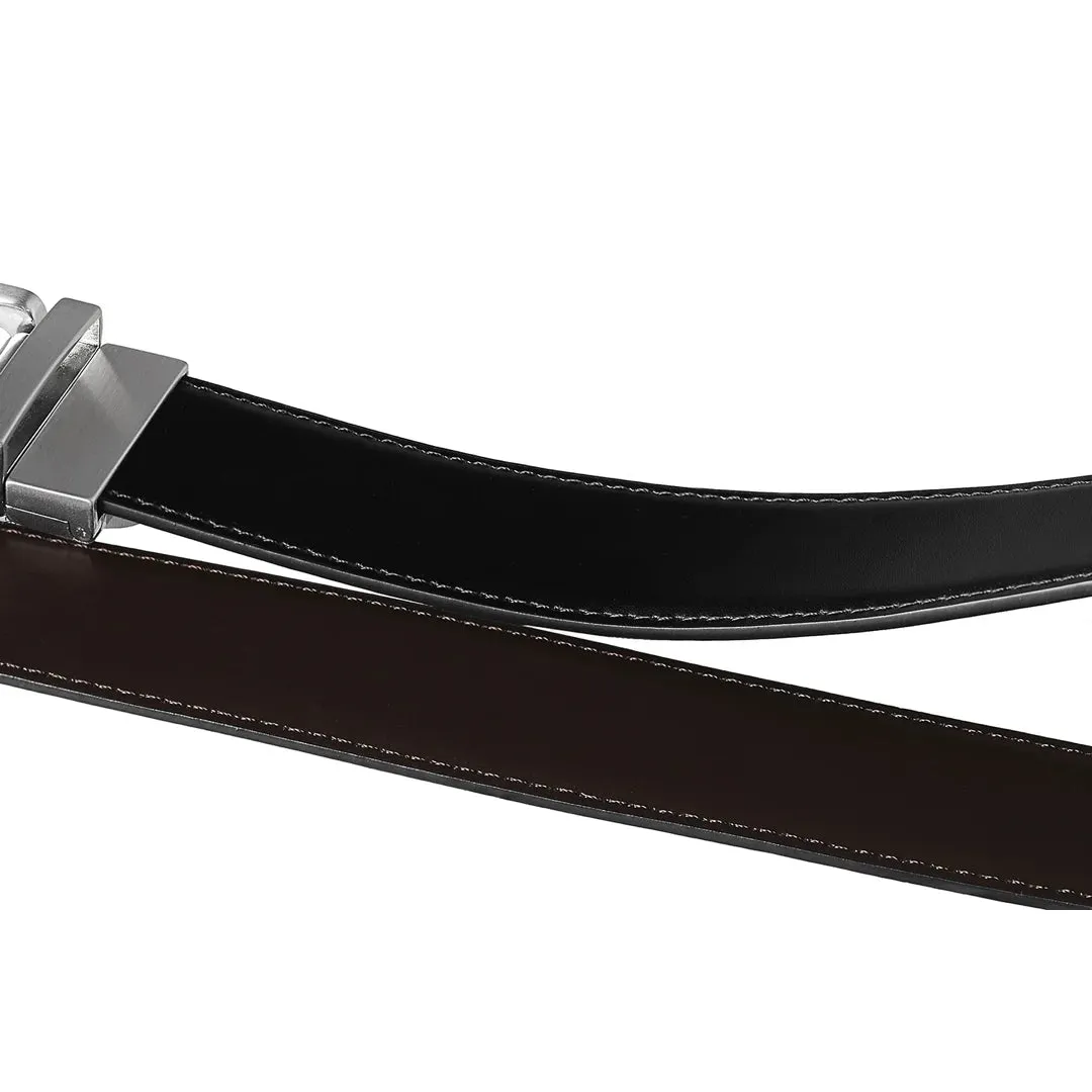 Men’s Leather Black Brown Rotating Buckle Reversible Belt sold by Tru Clothing product image thumbnail 2