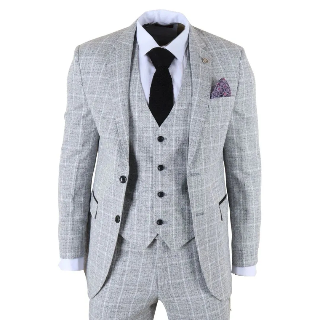 IM11 - Men's Grey 3 Piece Tailored Fit Check Suit sold by Tru Clothing