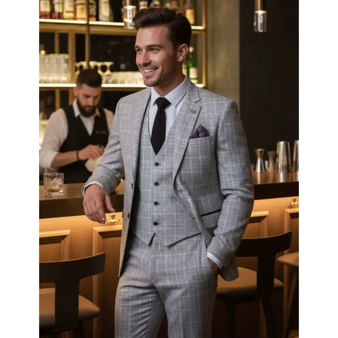 IM11 - Men's Grey 3 Piece Tailored Fit Check Suit sold by Tru Clothing product image thumbnail 2