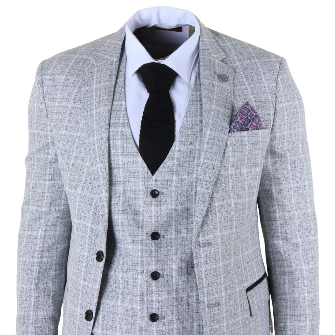 IM11 - Men's Grey 3 Piece Tailored Fit Check Suit sold by Tru Clothing product image thumbnail 4