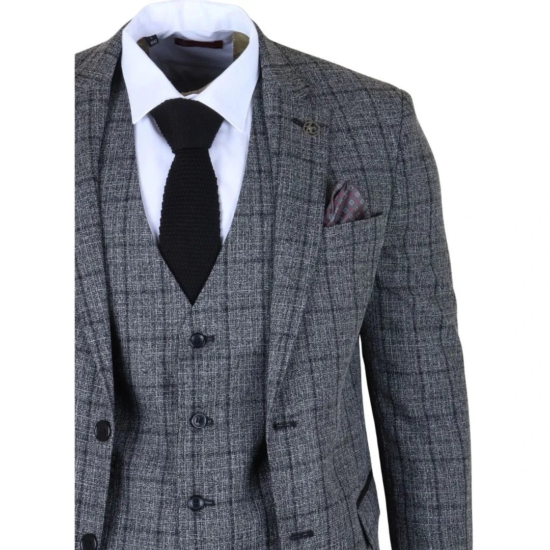 IM11 - Men's Charcoal 3 Piece Tailored Fit Check Suit sold by Tru Clothing product image thumbnail 5