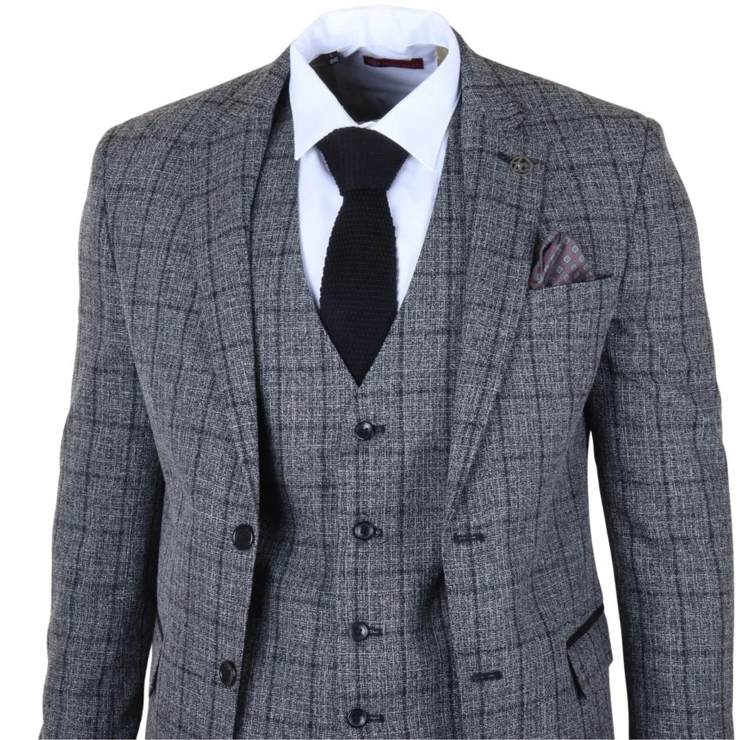 IM11 - Men's Charcoal 3 Piece Tailored Fit Check Suit sold by Tru Clothing product image thumbnail 4